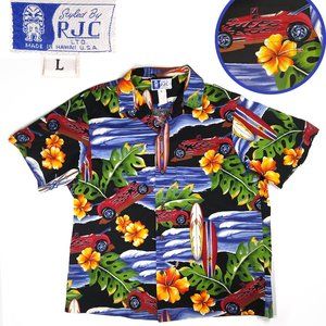 Vintage Hotrod Classic Car Men's HAWAIIAN SHIRT Styled by RJC Made in Hawaii L